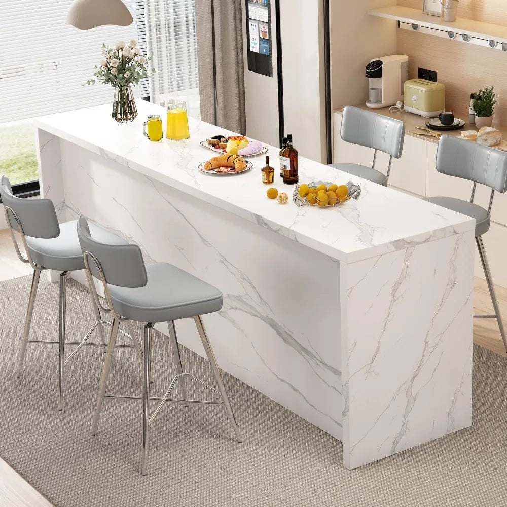 Bar Stools Set of 2, Kitchen Counter stools with Backs and Metal Legs, 26" Swivel Barstools for Counter Height,, Customized
