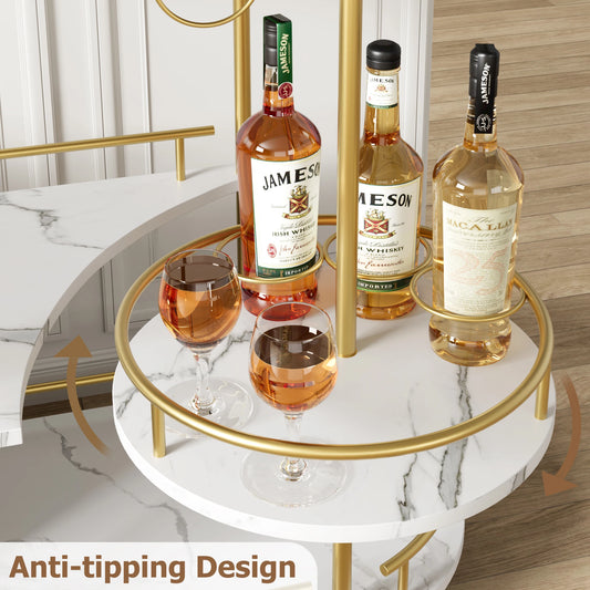 Gold Bar Carts with 4-Tiers Storage Shelves