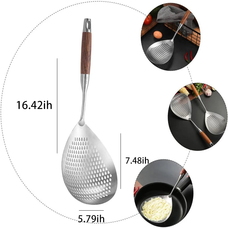 Stainless Steel  Strainer Skimmer Ladle for Cooking and Frying