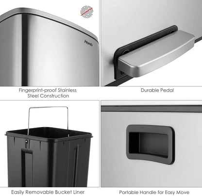 Brushed Stainless Steel Kitchen Step Trash Can