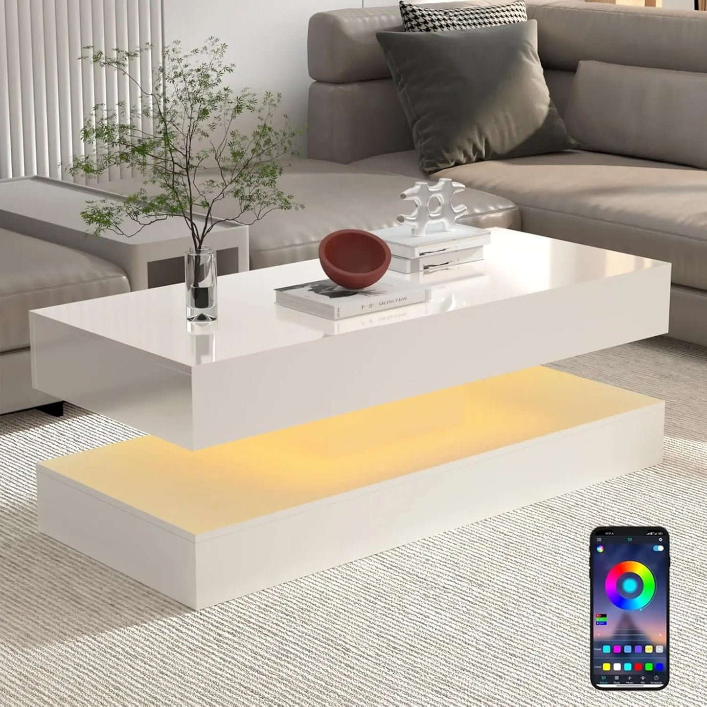 Modern Stylish Coffee Table with LED lights,