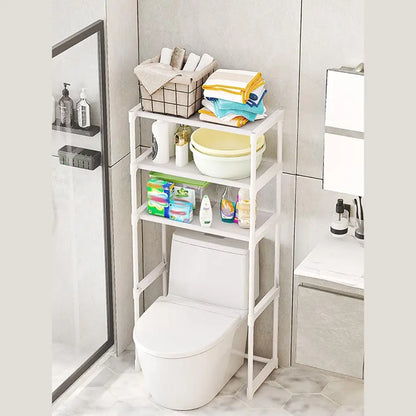 Over The Toilet Storage Cabinet, 3-Tier Metal Bathroom Organizer Shelf, Stable Freestanding Above Toilet Shelf for Laundry