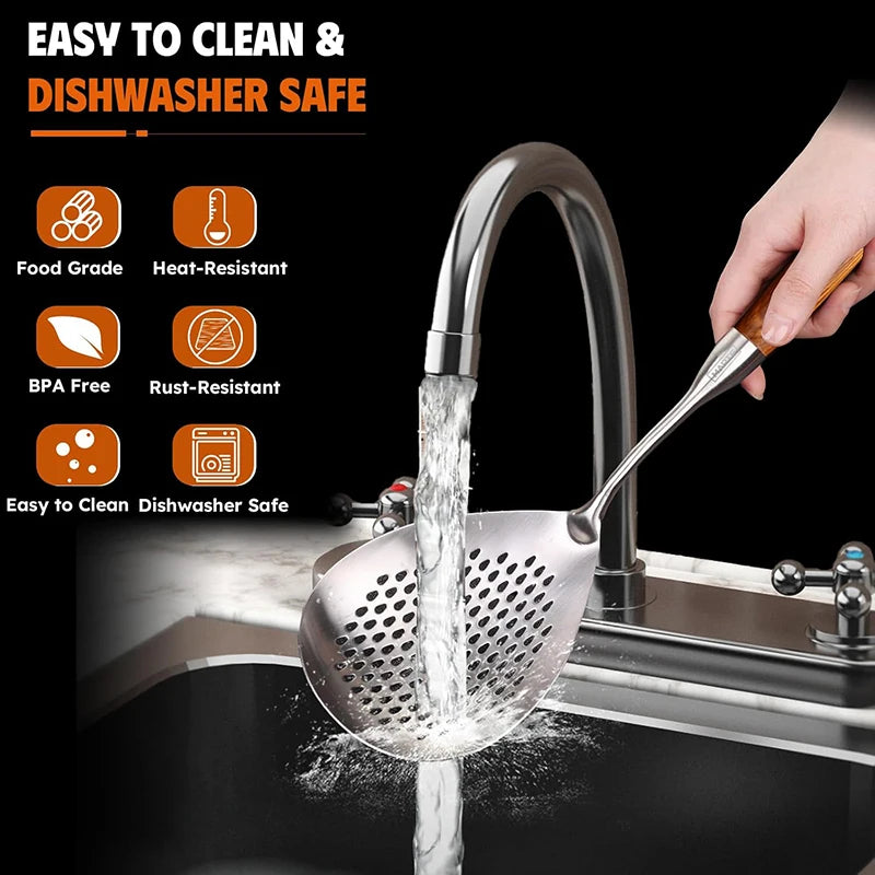 Stainless Steel  Strainer Skimmer Ladle for Cooking and Frying