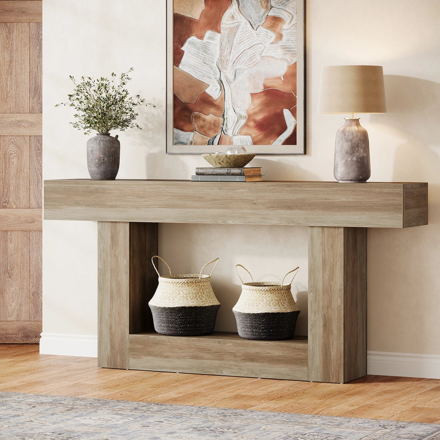 63" Farmhouse 2-Tier Entryway Table