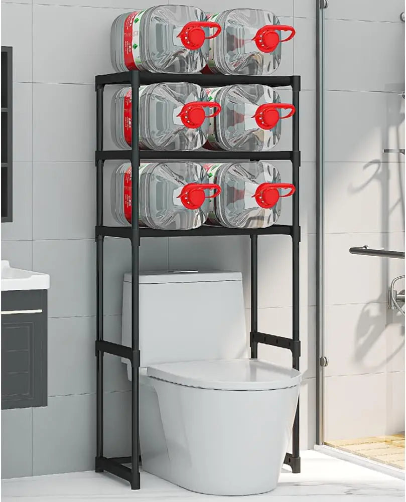 Over The Toilet Storage Cabinet, 3-Tier Metal Bathroom Organizer Shelf, Stable Freestanding Above Toilet Shelf for Laundry