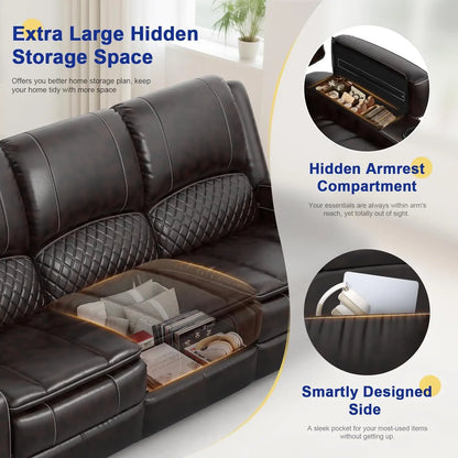 3 Seat Recliner Sofa with Console,