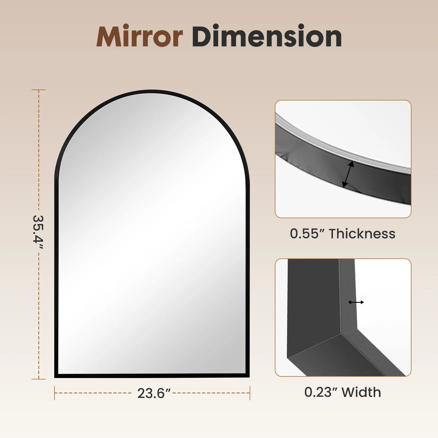Arched Metal Framed Mirror