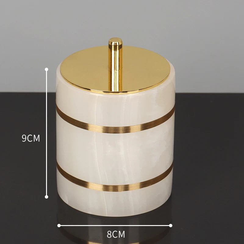 White Onyx Natural Marble Bathroom Accessories Set