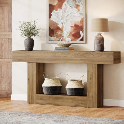 63" Farmhouse 2-Tier Entryway Table