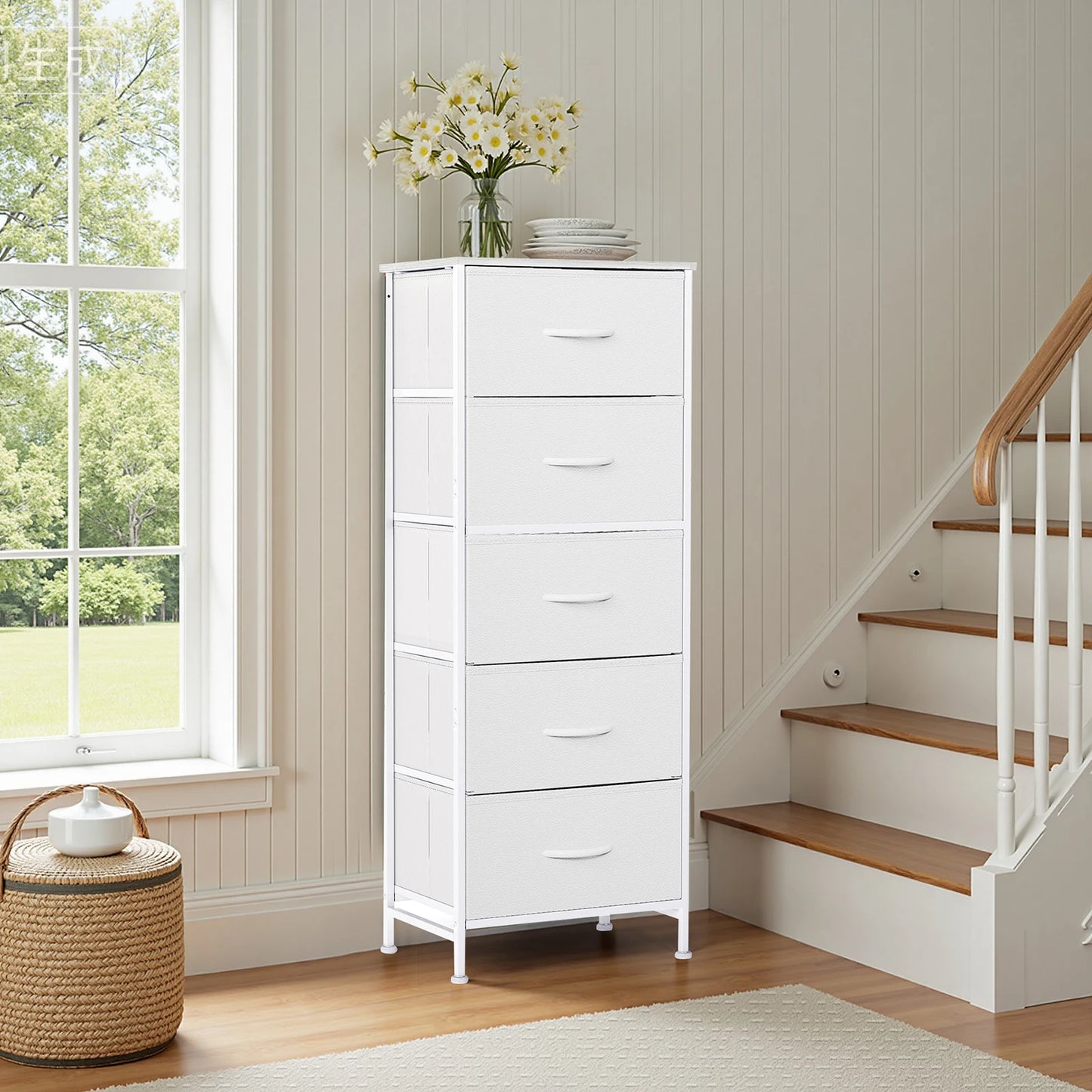 48IN Dresser With 5 Fabric Drawers