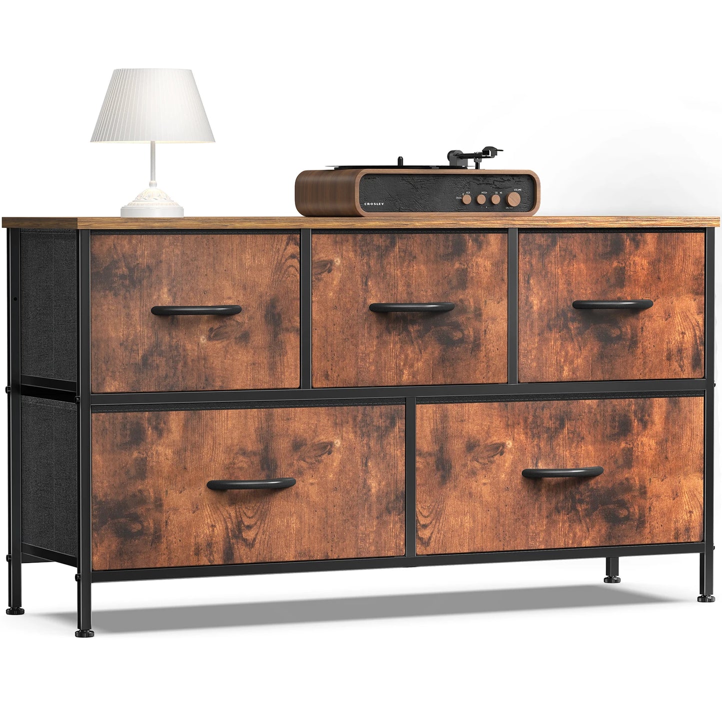 Display Cabinet/Dresser With 5 Fabric Drawers