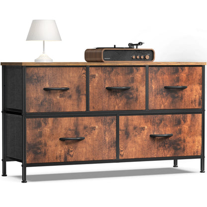Display Cabinet/Dresser With 5 Fabric Drawers