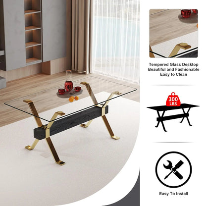71“ Glass Dining Table Set for 6,
