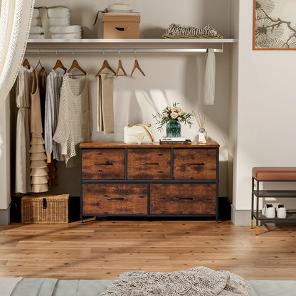 Display Cabinet/Dresser With 5 Fabric Drawers