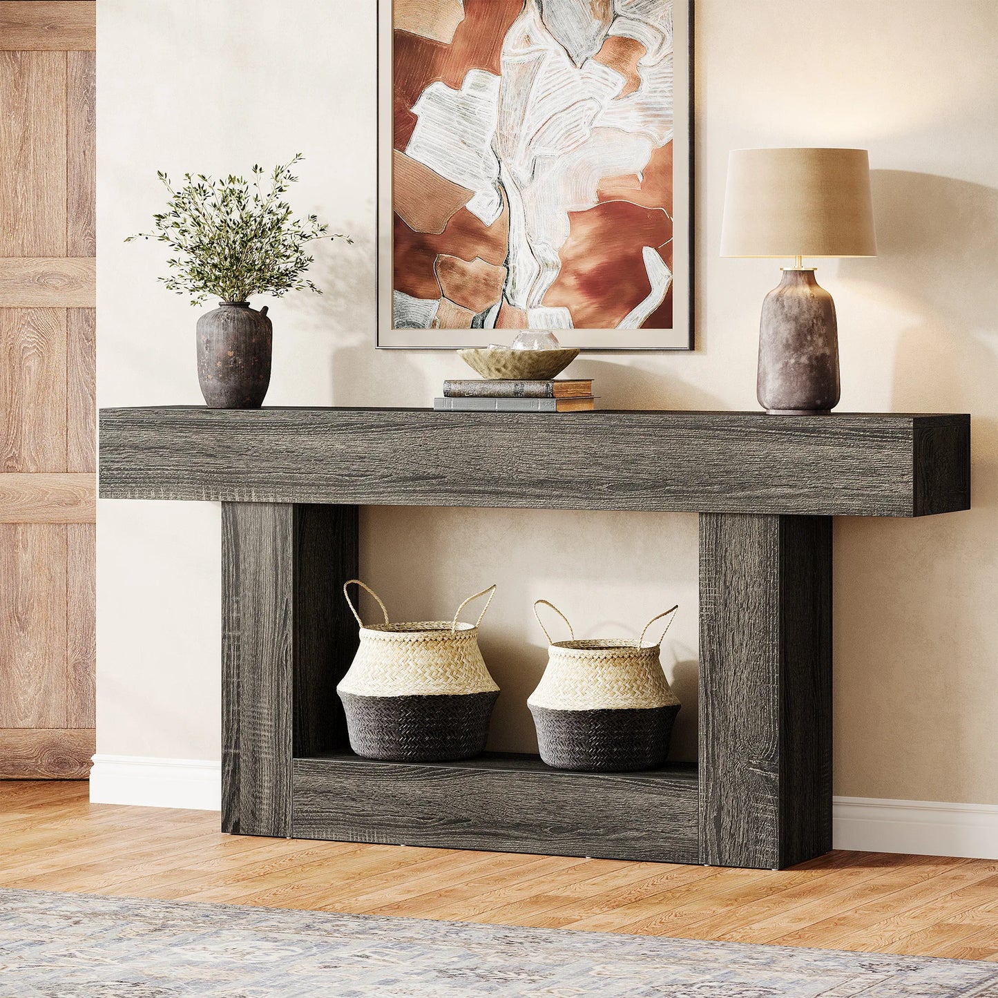 63" Farmhouse 2-Tier Entryway Table