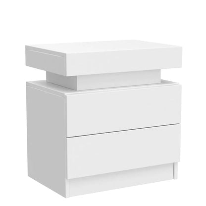 Set of 2 LED Nightstand with 2 Drawers