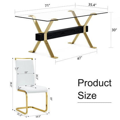 71“ Glass Dining Table Set for 6,
