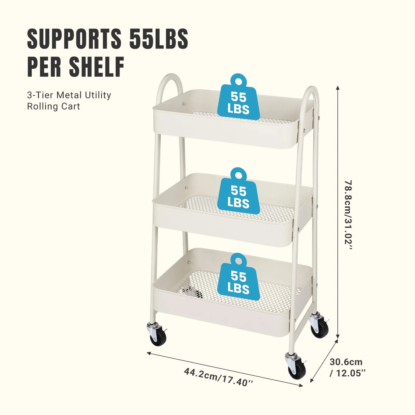 3 Tier Metal Storage Cart