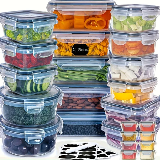 PBA Free - 24 Airtight Containers & Lids with Labels