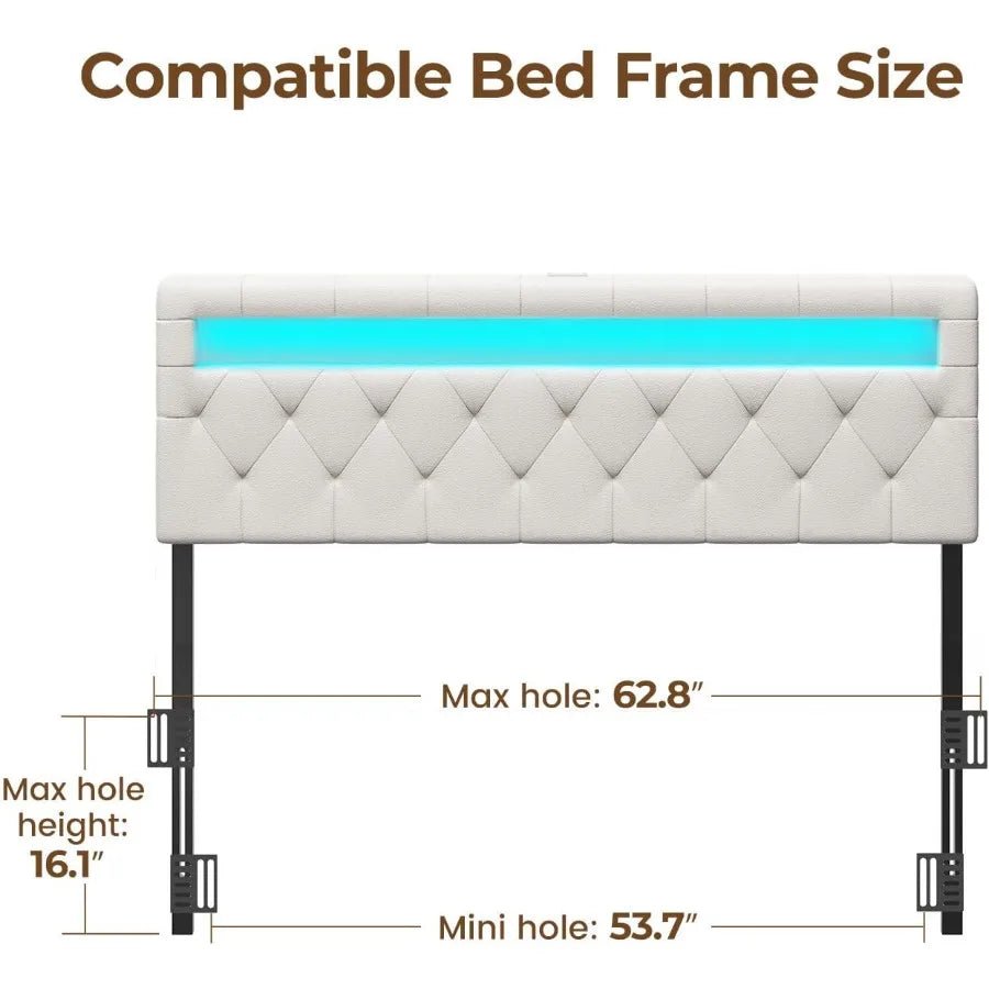 Headboard For Queen Size Bed With 60,000 DIY Color Of LED Light