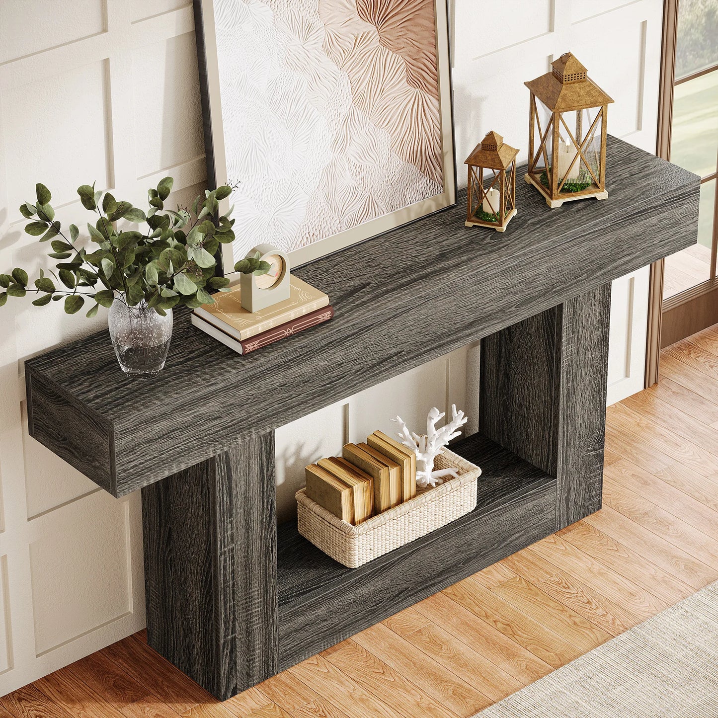 63" Farmhouse 2-Tier Entryway Table