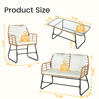 Outdoor Wicker Patio Furniture Set 4 Pieces