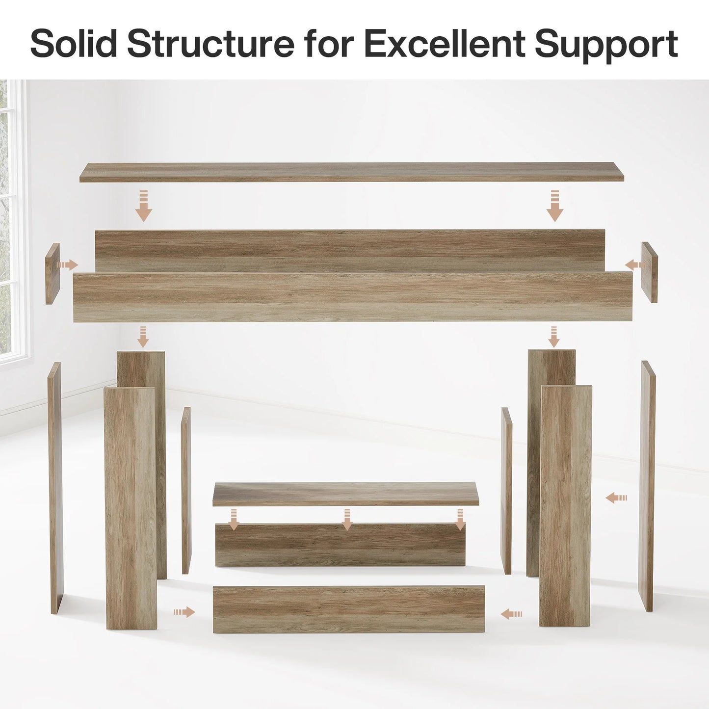 63" Farmhouse 2-Tier Entryway Table