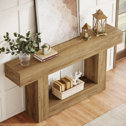 63" Farmhouse 2-Tier Entryway Table