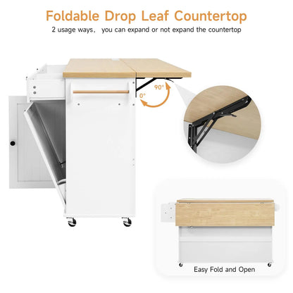 60" Mobile Kitchen Rolling Island, Towel Rack,