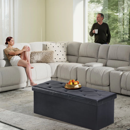 Leather Storage Footstool
