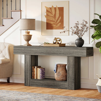 63" Farmhouse 2-Tier Entryway Table
