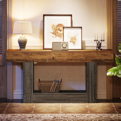 63" Farmhouse 2-Tier Entryway Table