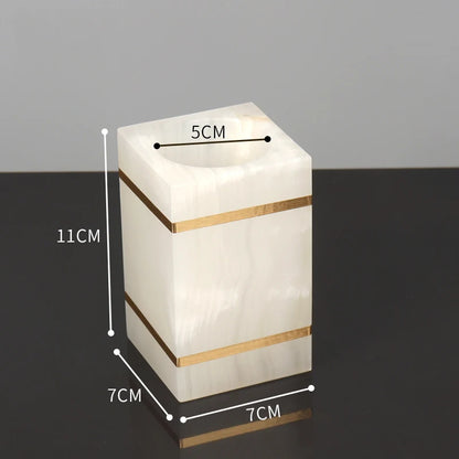 White Onyx Natural Marble Bathroom Accessories Set