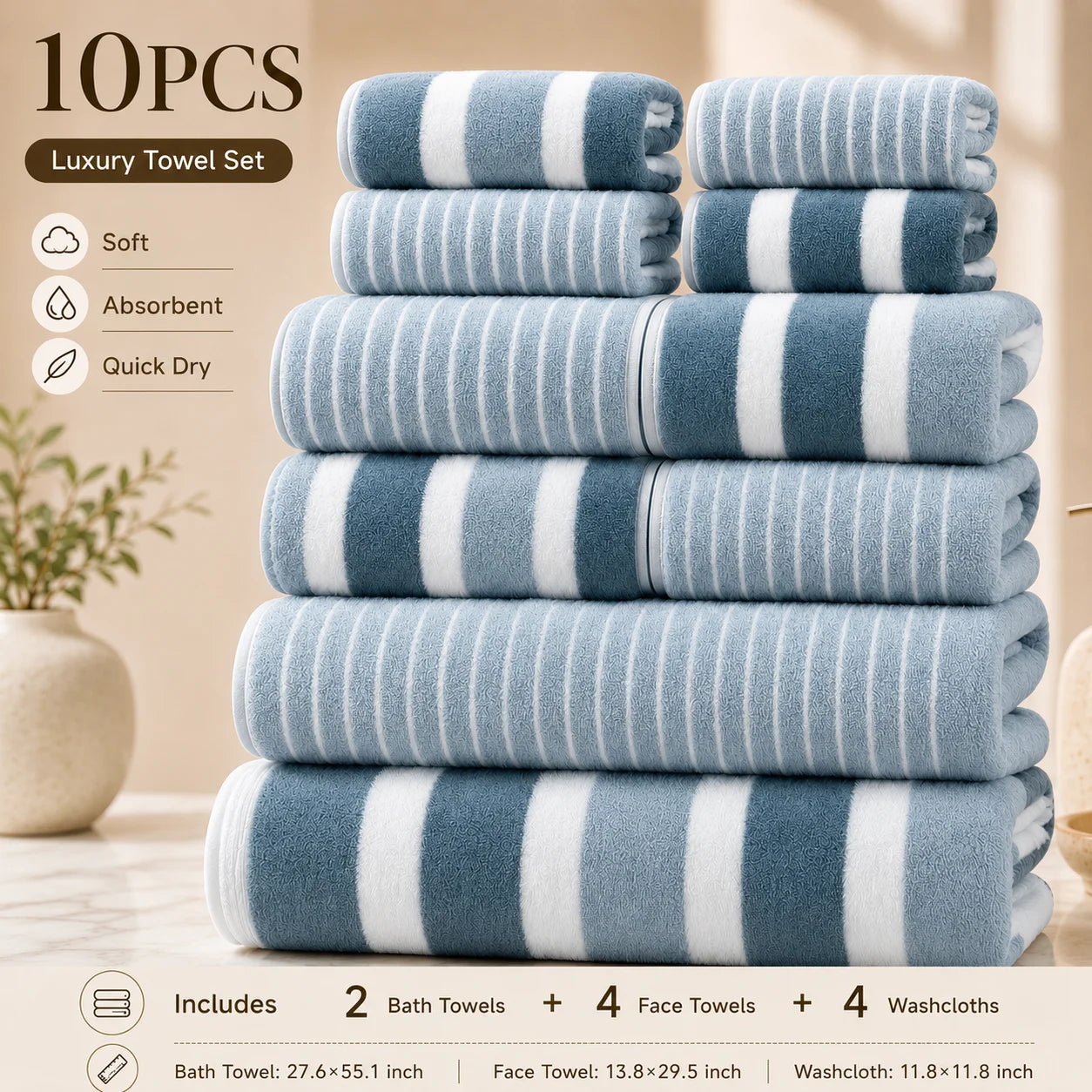 8-Piece Ultra Absorbent Towel Set
