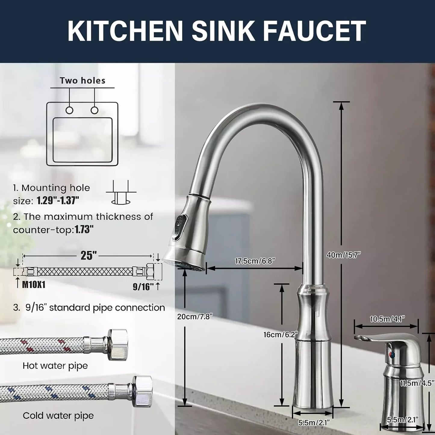 Kitchen Sink Faucet with Pull Down Sprayer