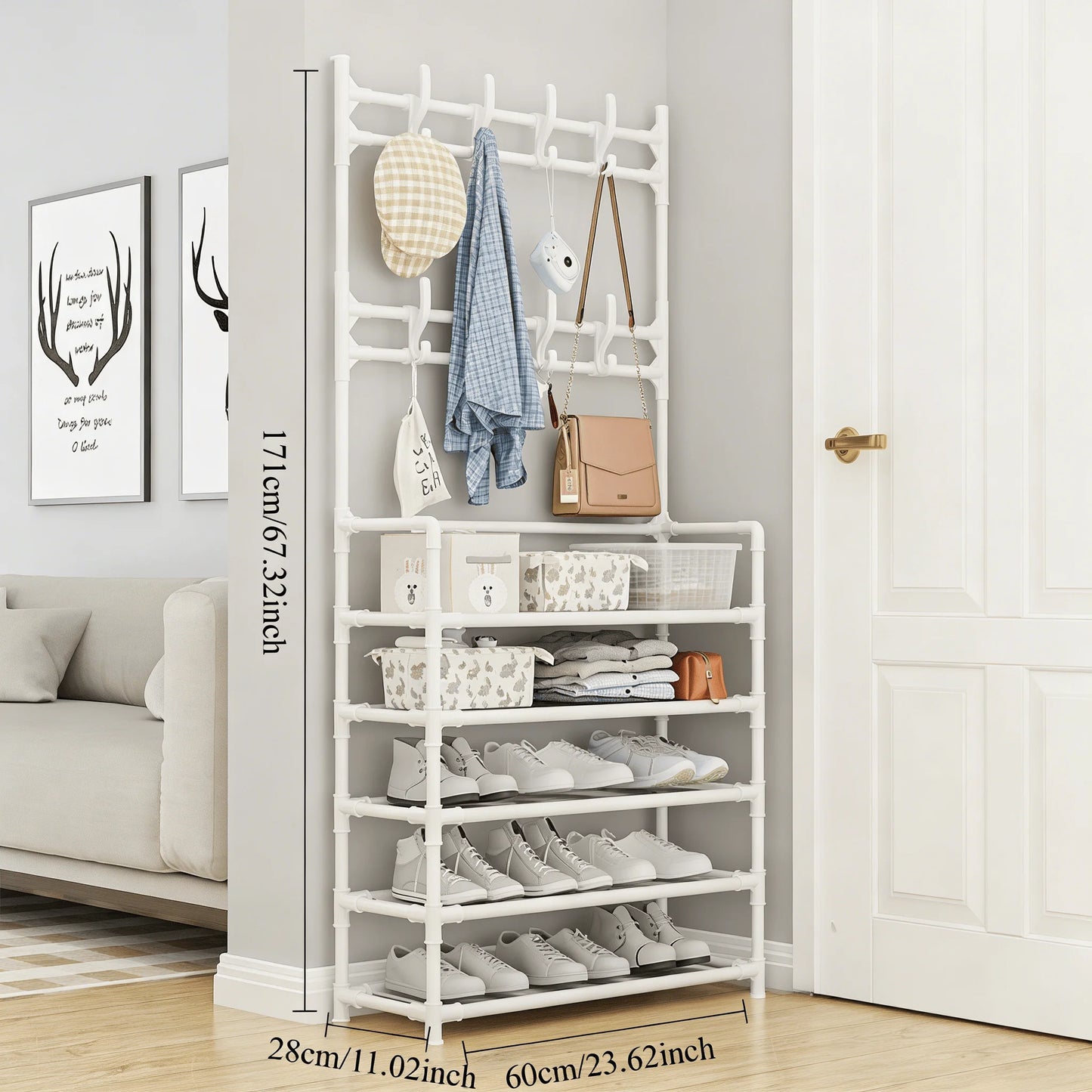 Freestanding Coat & Shoe Rack