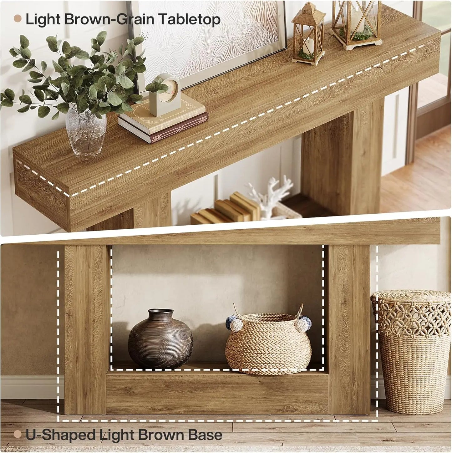 63" Farmhouse 2-Tier Entryway Table