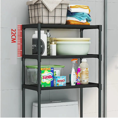 Over The Toilet Storage Cabinet, 3-Tier Metal Bathroom Organizer Shelf, Stable Freestanding Above Toilet Shelf for Laundry