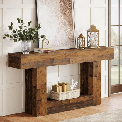 63" Farmhouse 2-Tier Entryway Table