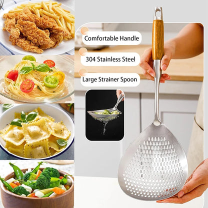 Stainless Steel  Strainer Skimmer Ladle for Cooking and Frying