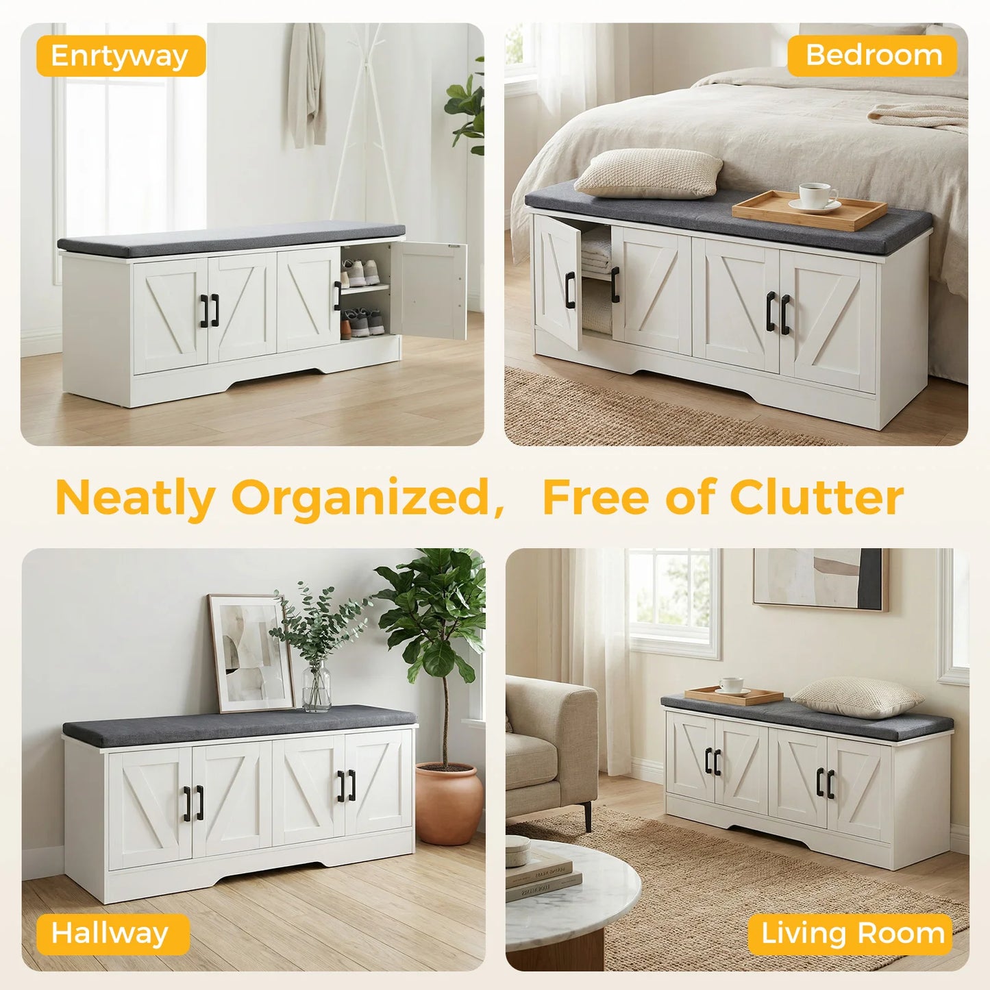 Storage Bench Shoe Organizer Cabinet
