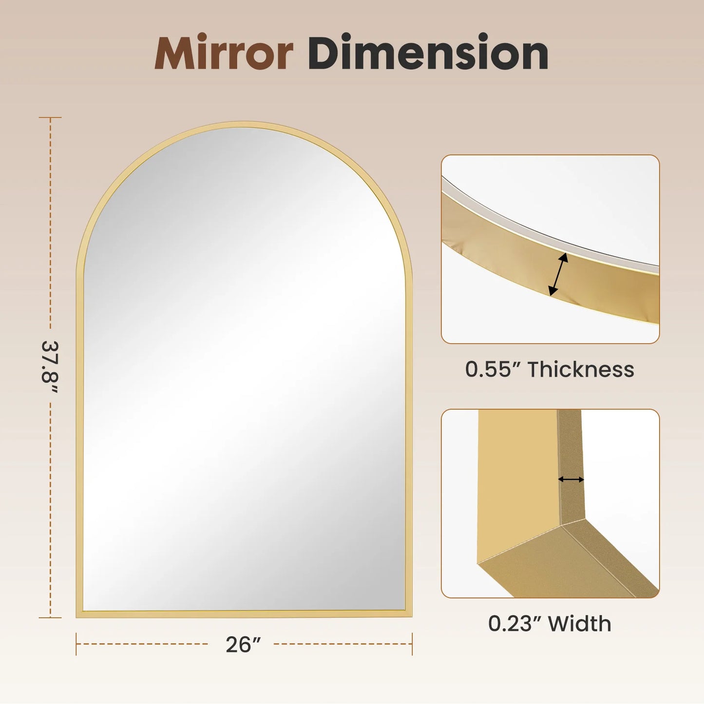 Arched Metal Framed Mirror