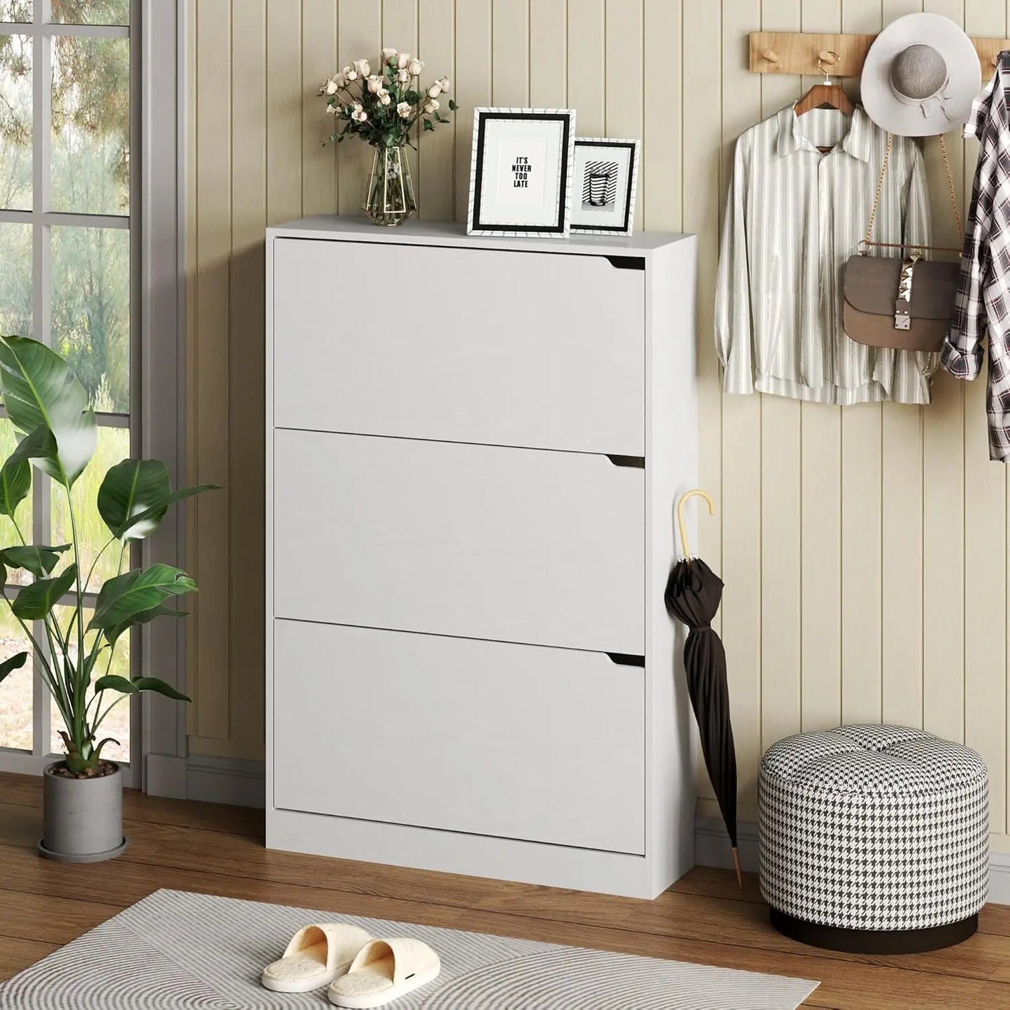 Shoe Cabinet with 3 Flip Drawers,