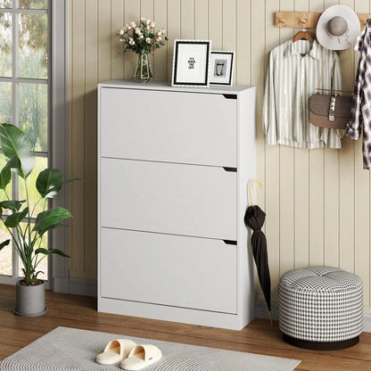 Shoe Cabinet with 3 Flip Drawers,