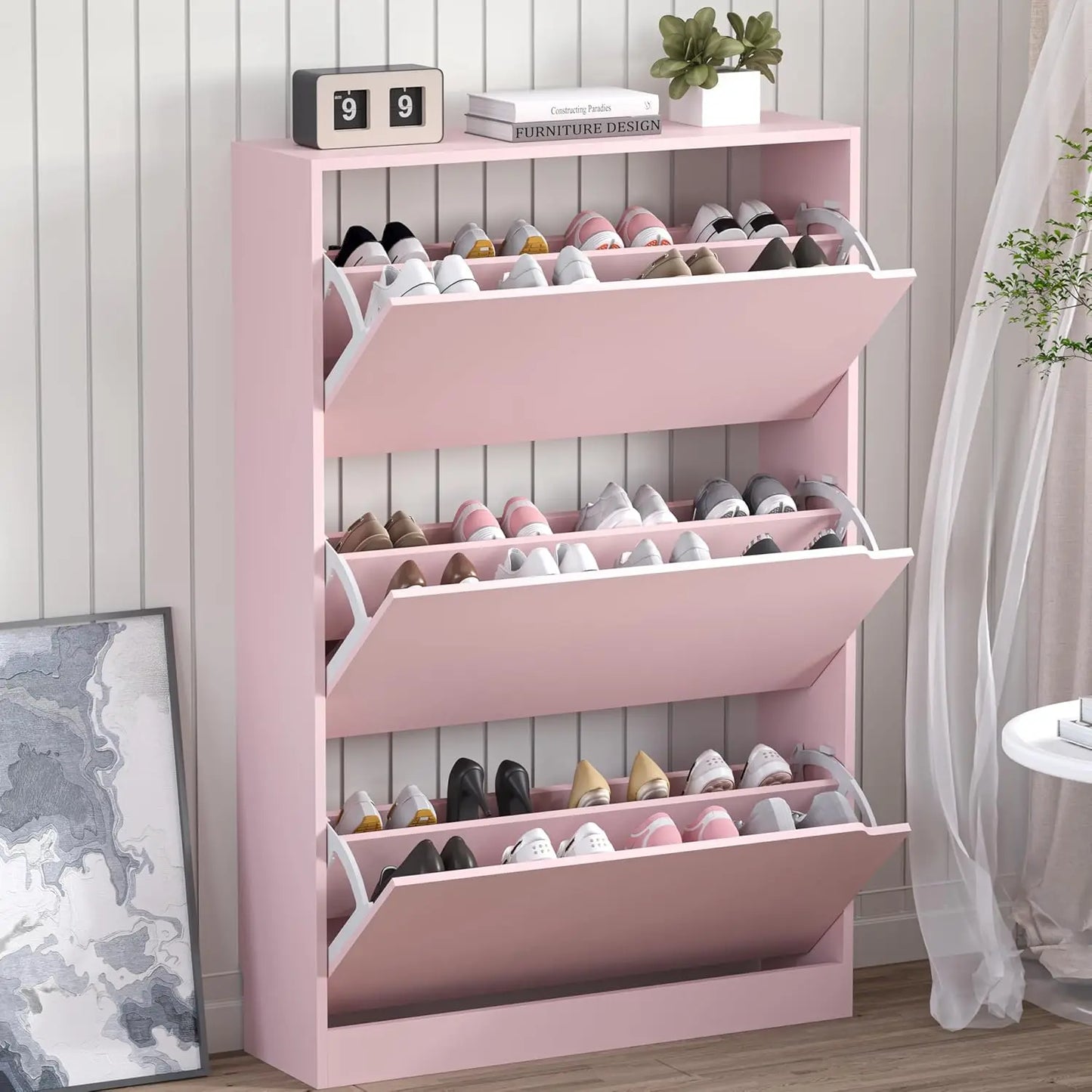 Shoe Cabinet with 3 Flip Drawers,