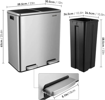 Brushed Stainless Steel Kitchen Step Trash Can
