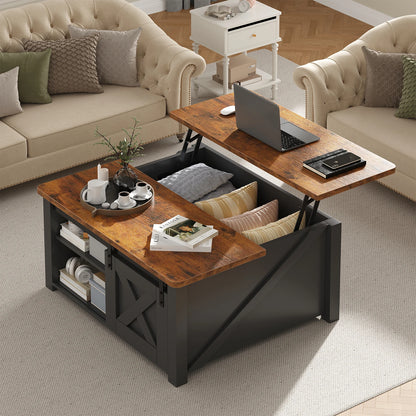 Wood Lift Top Coffee Table, Adustable Storage Shelf