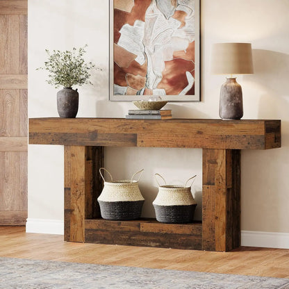 63" Farmhouse 2-Tier Entryway Table