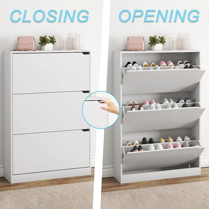Shoe Cabinet with 3 Flip Drawers,