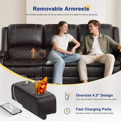 3 Seat Recliner Sofa with Console,